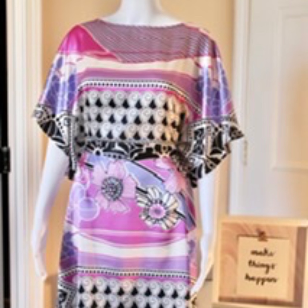 BCBGMAXAZRIA black, white, pink purple dress. Dress from T J Maxx. Size M